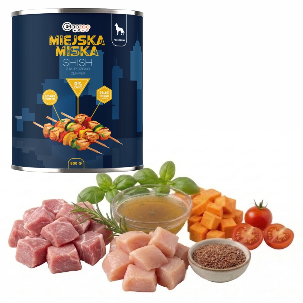Gaczoo Miejska Miska karma mokra dla psa Shish z kurczaka Style 800g